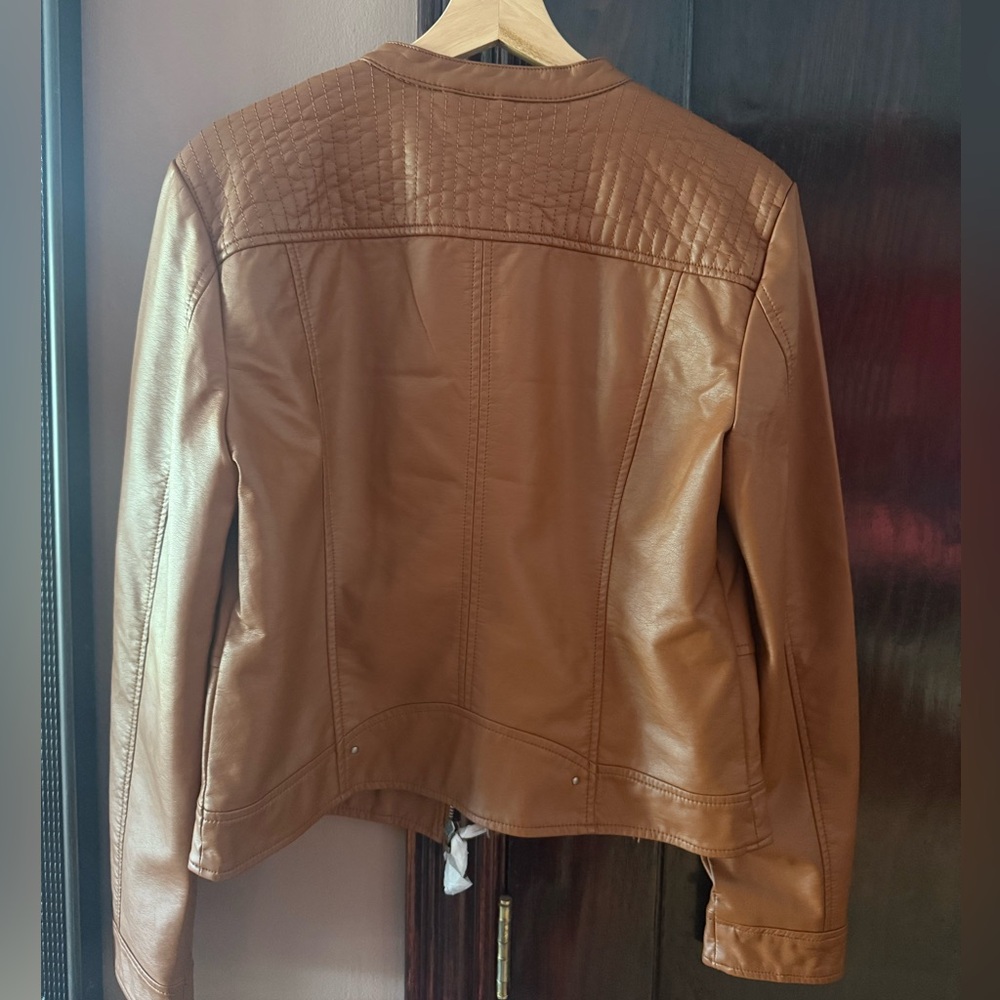 Vero Moda Tan Leather Jacket - Picture 3 of 3